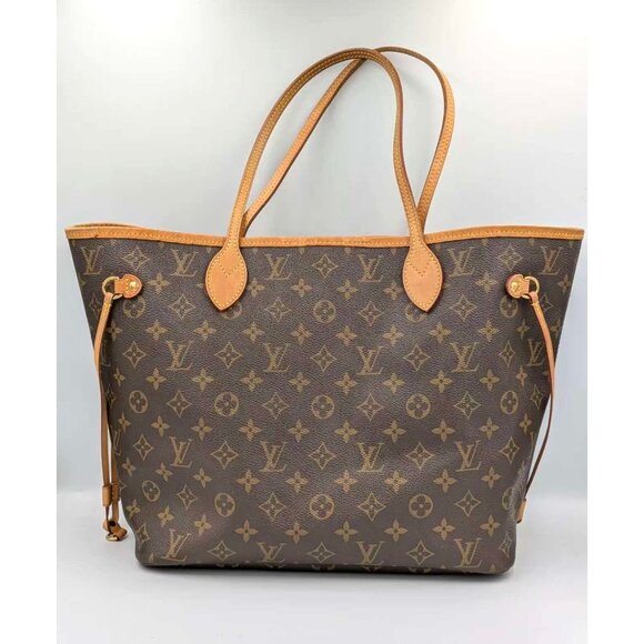 Pre-owned Louis Vuitton Monogram Neverfull MM Tote Bag Brown Beige - Picture 2 of 14
